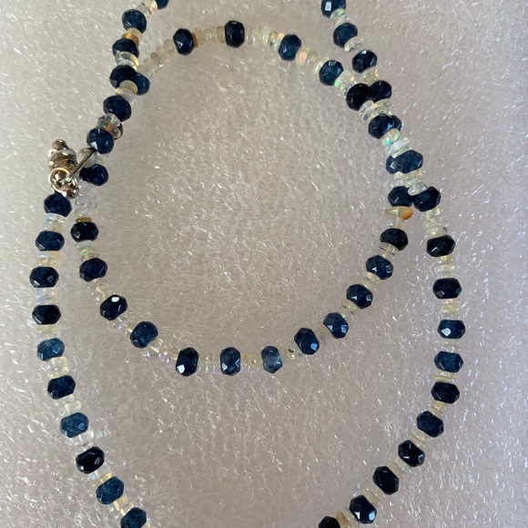 Kyanite And Fire Opals Necklace & earrings - Picture 7 of 8